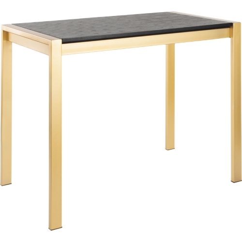 Fuji 48" Counter Table in Black Wood Grain & Gold Metal